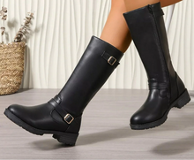 Load image into Gallery viewer, Women's Round Toe Block Heel Boots | Mid Heel Side Zip Ankle Boots