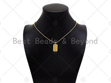 Load image into Gallery viewer, 18K Gold Evil Eye Moon On Rectangle Shape Pendant, Gold Medallion Charm, Necklace Bracelet Charm Pendant,12x26mm,Sku#Z1324