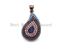 Load image into Gallery viewer, CZ Micro Pave Evil Eye Teardrop Pendant,Cubic Zirconia Pendant,15x29mm, Sku#F17