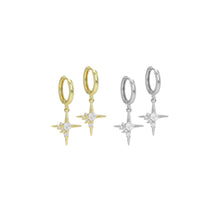 Load image into Gallery viewer, Clear CZ North Star Gold Silver Earrings, Sku#A207