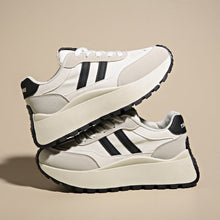 Load image into Gallery viewer, Women's Height-Boosting Lace-Up Sneakers – Synthetic PU Upper, Mesh Lining, Round Toe