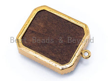 Load image into Gallery viewer, CZ Micro Pave Flowers on Wood Emerald Cut Square Pendant, 29x39mm,sku#B51