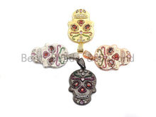 Load image into Gallery viewer, Colorful CZ Micro Pave Skull Pendant, Red Eye,Skull Pave Pen