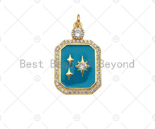 Load image into Gallery viewer, Gold Filled CZ Micro Pave North Star On Colorful Enamel Rectangle Shape Pendant,18K Gold Filled Enamel Charm,17x28mm,Sku#LK360