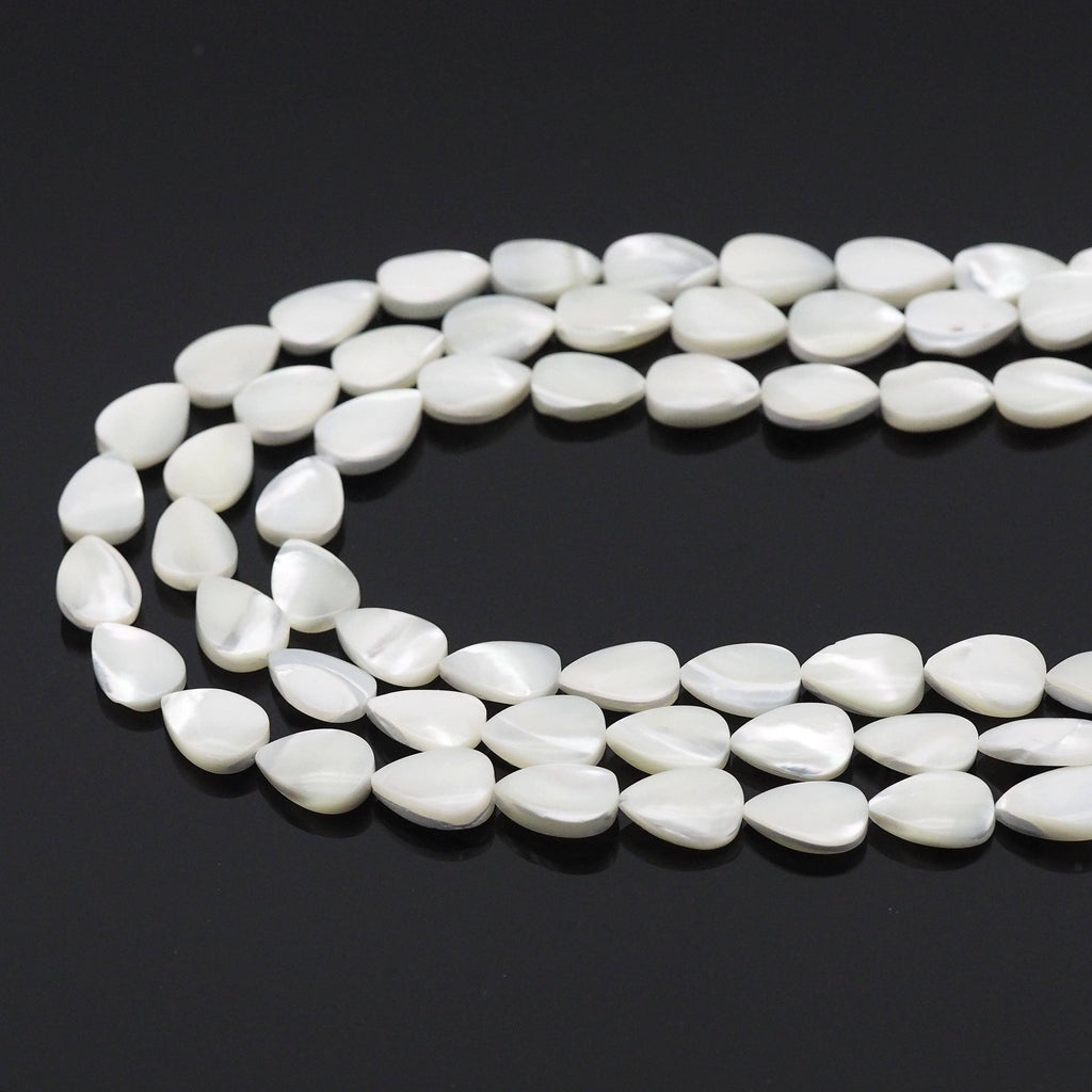 Flat Teardrop White Mother of Pearl Beads, Sku#T167