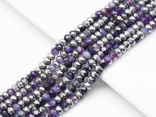 Load image into Gallery viewer, Half Silver Plated Natural Purple Banded Agate Rondelle Faceted Beads, Sku#UA272