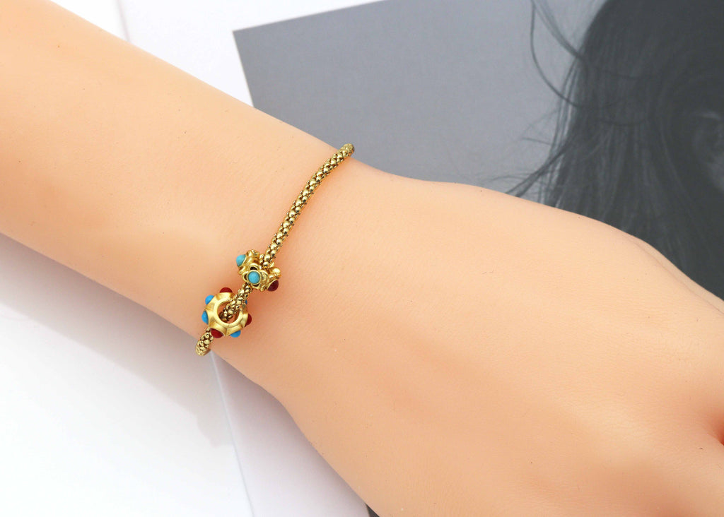 Gold Enamel Doughnut Spacer Beads, Sku#LX67c