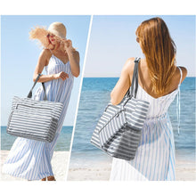 Load image into Gallery viewer, Large Waterproof Beach Tote Bag – Foldable, Sandproof &amp; Lightweight for Travel