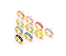 Load image into Gallery viewer, Colorful Enamel CZ Line Medium Band/Stacked Ring