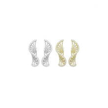 Load image into Gallery viewer, Gold Clear CZ Twisted Fan Shape Stud Earrings, Sku#A421