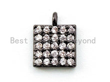 Load image into Gallery viewer, CZ Clear Micro Pave Small Square Charm for Bracelet,Gold/Rose Gold/Silver/Gunmental plated, Pave Dangle Charms, 6x8mm,Sku#B66