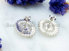 Load image into Gallery viewer, CZ Micro Pave Black and White Oval Earring studs, CZ Pave Earrings, Cubic Zirconia Earrings,18x20mm,1pair, sku#O54