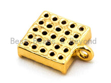 Load image into Gallery viewer, CZ Clear Micro Pave Small Square Charm for Bracelet,Gold/Rose Gold/Silver/Gunmental plated, Pave Dangle Charms, 6x8mm,Sku#B66
