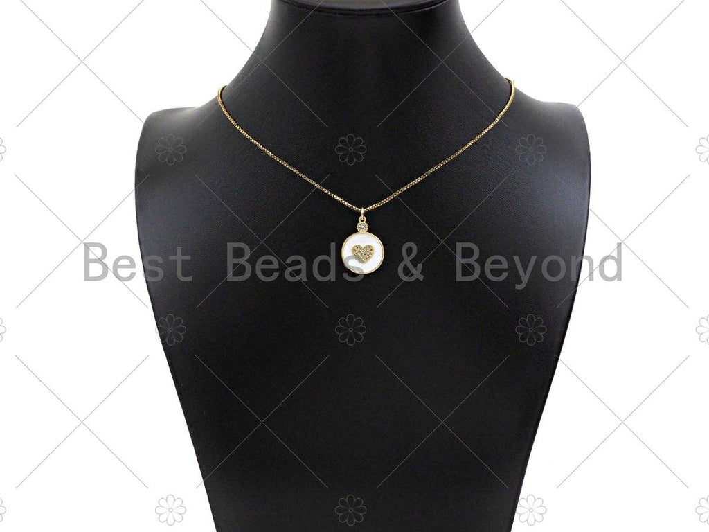 Enamel Colorful Heart On Round Coin Pendant, Sku#L475