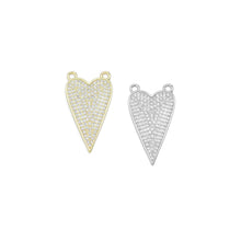 Load image into Gallery viewer, CZ Pave Point Heart Shape Connector Charm Pendant, Sku#LK959