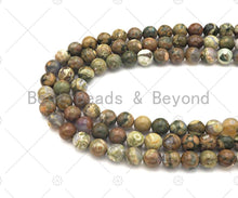 Load image into Gallery viewer, High Quality Nutural Smooth Round Rhyolite Beads, 6mm/8mm/10mm/12mm Green Brown Genuine Beads, 15.5'' Full Strand, Sku#U1141