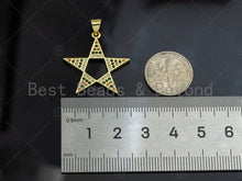 Load image into Gallery viewer, Mulicolor CZ Micro Pave Five point Star Shape Pendant, CZ Pave Star Charm, Gold Pave Star Pendant, 25mm, Sku#LK80