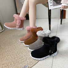 Load image into Gallery viewer, Women's Winter Snow Boots - Warm Plush Ankle Boots with Buckle Design