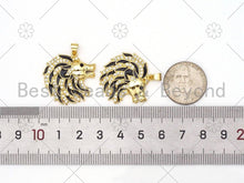 Load image into Gallery viewer, CZ Micro Pave with Black Enamel Lion Head Shape Pendant,18K Gold Filled Lion Head Charm, Necklace Bracelet Charm Pendant,26x27mm,Sku#LK406