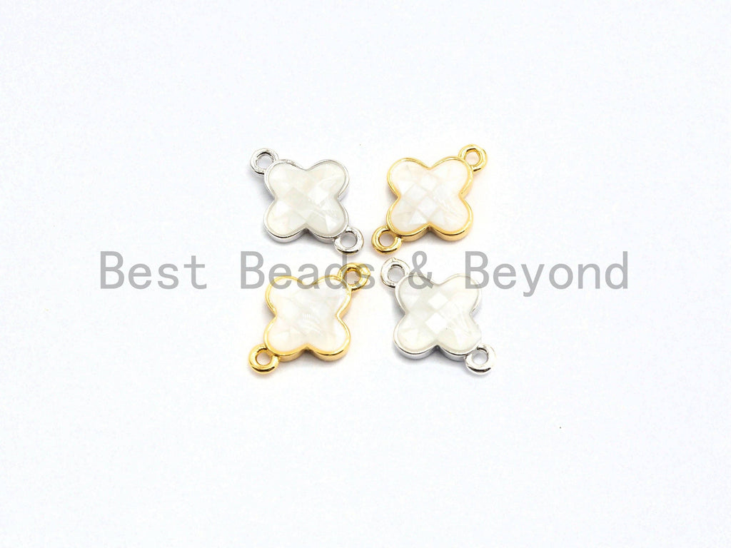 100% Natural White Shell Clover Connector for Earring/Bracel