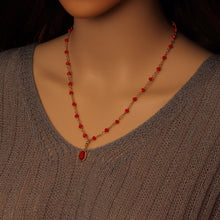 Load image into Gallery viewer, Red Beaded Chain with Red Bean Pendant Necklace, Sku#A368
