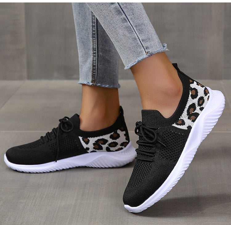 Leopard Print Lace-Up Sneakers