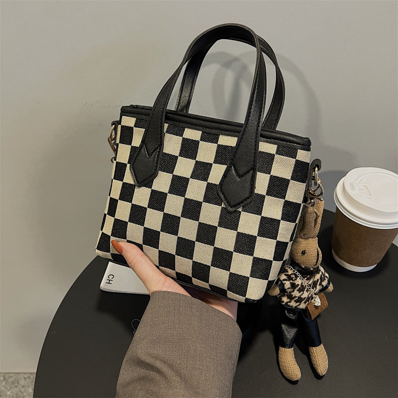 Women's Houndstooth Shoulder Bag | Checkered Wool Crossbody Handbag & Messenger Tote