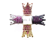 Load image into Gallery viewer, CZ King Crown Fuchsia Micro Pave Beads, Cubic Zirconia Crown Space Beads,Men's Women's Jewelry Making, 10x8mm, Sku#G405
