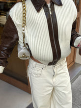 Load image into Gallery viewer, Fashionable Chic Knit-and-leather Patchwork Jacket