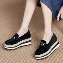 Load image into Gallery viewer, Metal Buckle Striped Wedge Slip-On Shoes