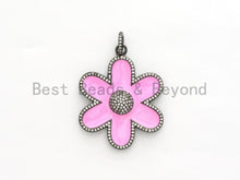 Load image into Gallery viewer, 38mm LARGE NEW Enamel Colorful Flower Pendant,CZ Micro Pave Oil Drop Flower pendant,Enamel pendant,Enamel Jewelry,sku#F573