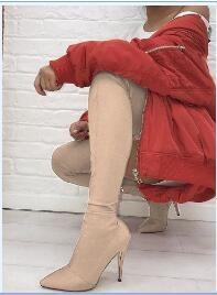 Women's Over-the-Knee Stretch Boots | Slip-On PU Leather High Boots with Patchwork Stitching
