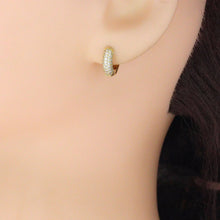 Load image into Gallery viewer, Gold Silver CZ Donut Hoop Earrings, Sku#A473