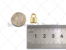 Load image into Gallery viewer, 18K Gold Dainty Pad Lock Charm with Pave Star, Pave lock Pendant, Gold/Silver Padlock, 8x12mm, Sku#LK31