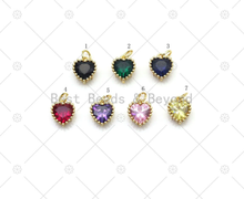Load image into Gallery viewer, Colorful Big CZ Micro Pave Heart Shape Pendant,18K Gold Filled Heart Charm, Necklace Bracelet Charm, Sku#LK530