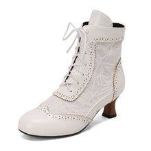 Load image into Gallery viewer, Plus Size Lace-Up Ankle Boots Women | Colorblock Patchwork Low-Top Boots Sizes 34–50