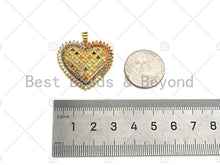 Load image into Gallery viewer, Gold Filled Colorful CZ Micro Pave Heart Shape Pendant, 18K Gold Filled Heart Charm, Necklace Bracelet Charm Pendant,30x28mm,Sku#LK320