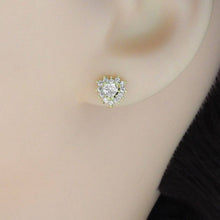 Load image into Gallery viewer, Gold Clear CZ Heart Stud Earrings, Sku#LX334