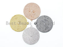 Load image into Gallery viewer, 30mm/43mm CZ Fully Micro Pave Large Disc Pendant, Silver/Gold/Rose Gold/Gunmetal Tone, Cubic Zirconia Big Pave Disc Charm Pendant, sku#B3
