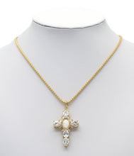 Load image into Gallery viewer, Teardrop CZ Cross With MOP Virgin Mary Charm, Sku#L658