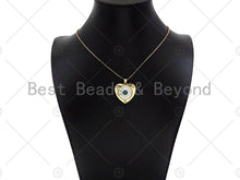 Load image into Gallery viewer, CZ Micro Pave Enamel Evil Eye On Heart Shape Pendant/Charm,Cubic Zirconia Star Charm, Necklace Bracelet Charm Pendant,25x25mm, Sku#LK217
