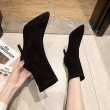 Load image into Gallery viewer, Women's Suede Stiletto Mid-Calf Boots | Slip-On Korean Style | Black | Sarah Express