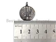 Load image into Gallery viewer, CZ Micro Pave Shooting Star Coin Charm, celetration star coin, Z433