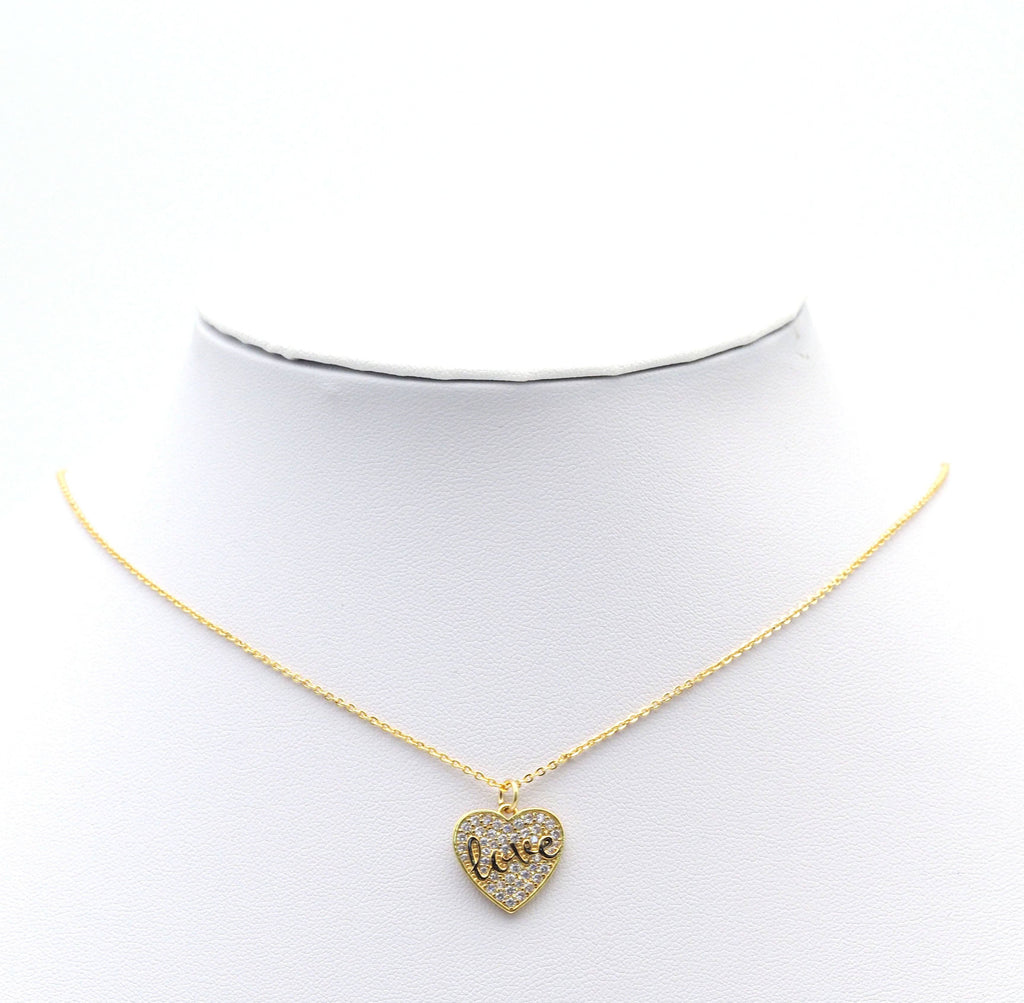 Pave Black Gold Love On Heart Pendant/Charm, sku#B337