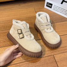 Load image into Gallery viewer, Women's Fleece Lined Snow Boots | Buckle Ankle Boots with Thick Sole | Beige &amp; Brown