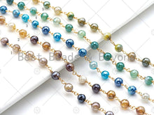 Load image into Gallery viewer, Mystic Agate Brown/Blue/Grey Rosary Chain, 6mm Agate Beaded