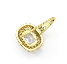 Load image into Gallery viewer, Rectangle CZ On Oval Everyday Hoop Earrings, Sku#B222