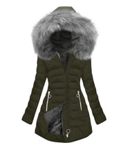 Load image into Gallery viewer, Women's Thick Cotton Coat With A Large Fur Collar