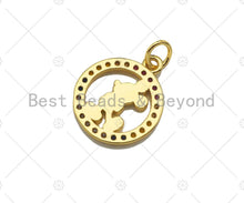Load image into Gallery viewer, Colorful CZ Micro Pave Enamel Mickey On Round Ring Shape Pendant,Gold Colorful Enamel Charm, Necklace Bracelet Charm,14x17mm,Sku#JL35