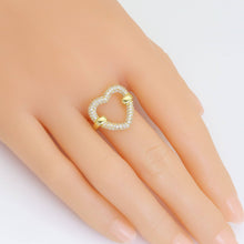Load image into Gallery viewer, Clear CZ Open Heart Gold Silver Adjustable Ring, Sku#A172